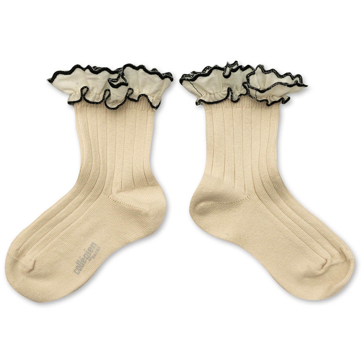 Collegien Suzanne Rick-Rack Ruffle Trim Ribbed Ankle Socks