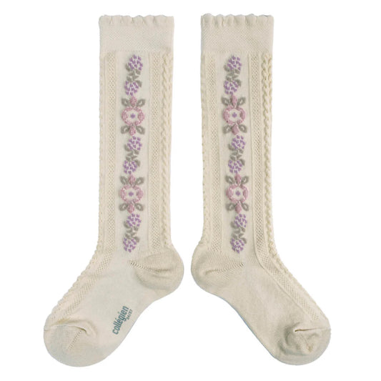 Collegien Dalia Jacquard Flower Knee High Socks