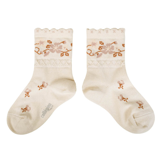 Collegien Camélia Jacquard Flower Ankle Socks
