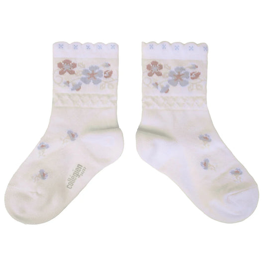 Collegien Camélia Jacquard Flower Ankle Socks